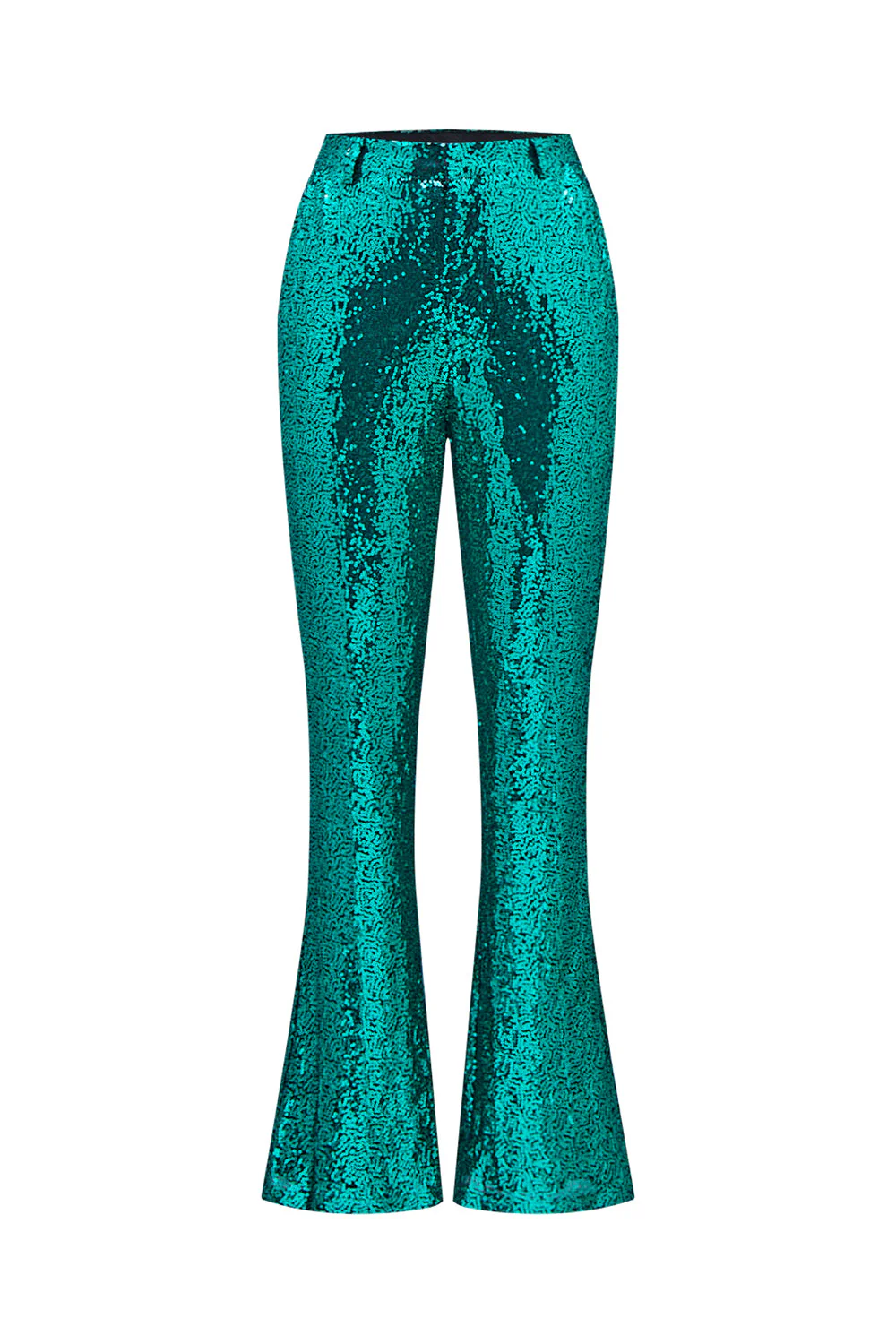 Paillettes vertes scintillantes à revers cranté femmes costumes avec ceinture - Image 8