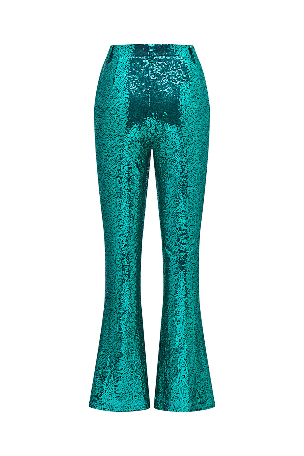 Paillettes vertes scintillantes à revers cranté femmes costumes avec ceinture - Image 9