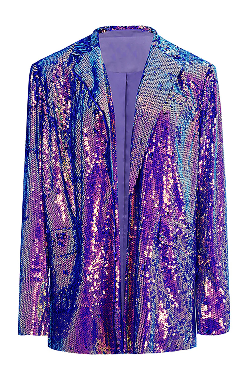 Paillettes violettes scintillantes Blazer de bal surdimensionné pour femmes - Image 7