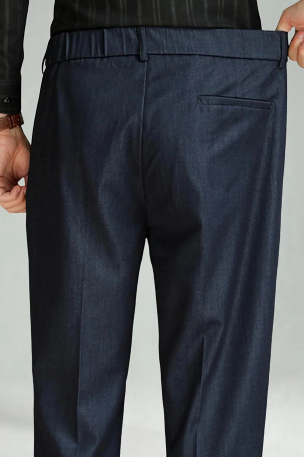 Pantalon de costume homme à jambes droites bleu foncé - Image 5