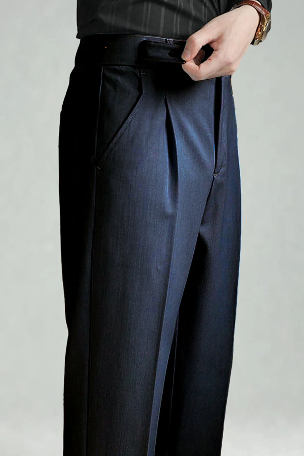 Pantalon de costume homme à jambes droites bleu foncé - Image 6
