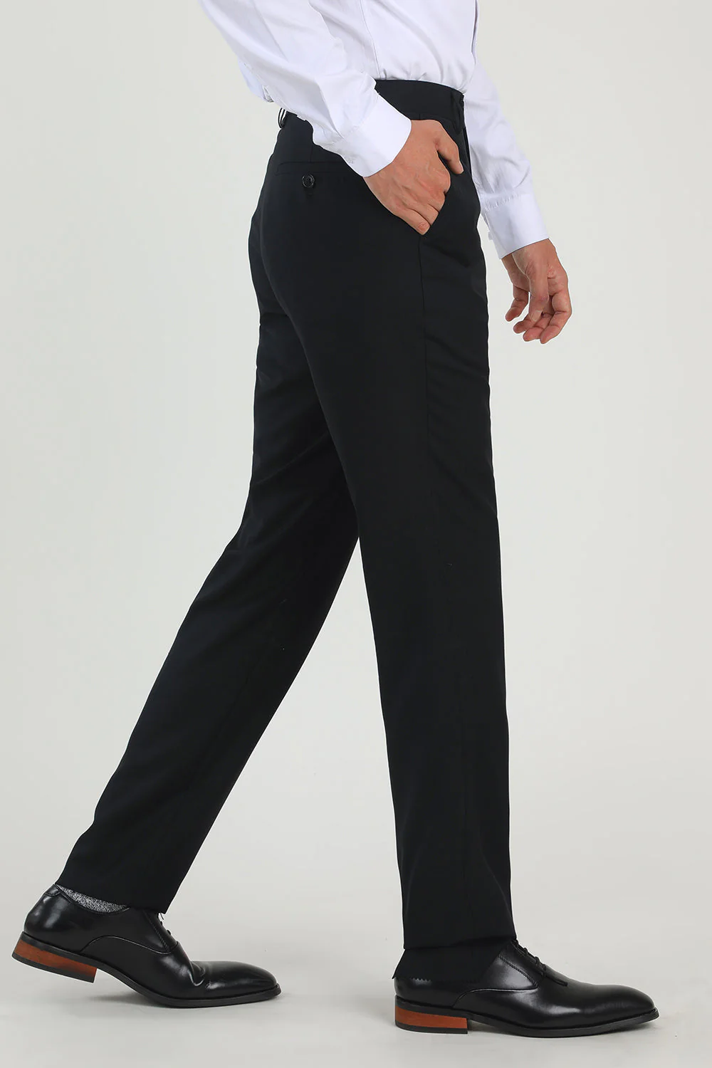 Pantalon de costume noir à jambes droites pour mariage - Image 3