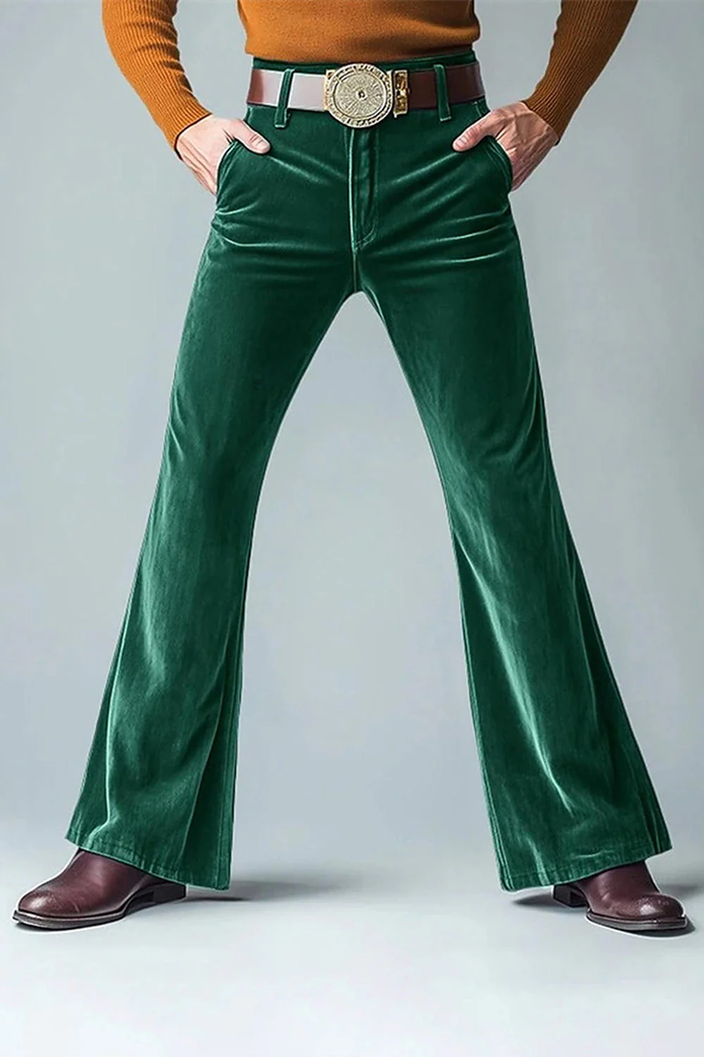 Pantalon évasé pour hommes vert foncé
