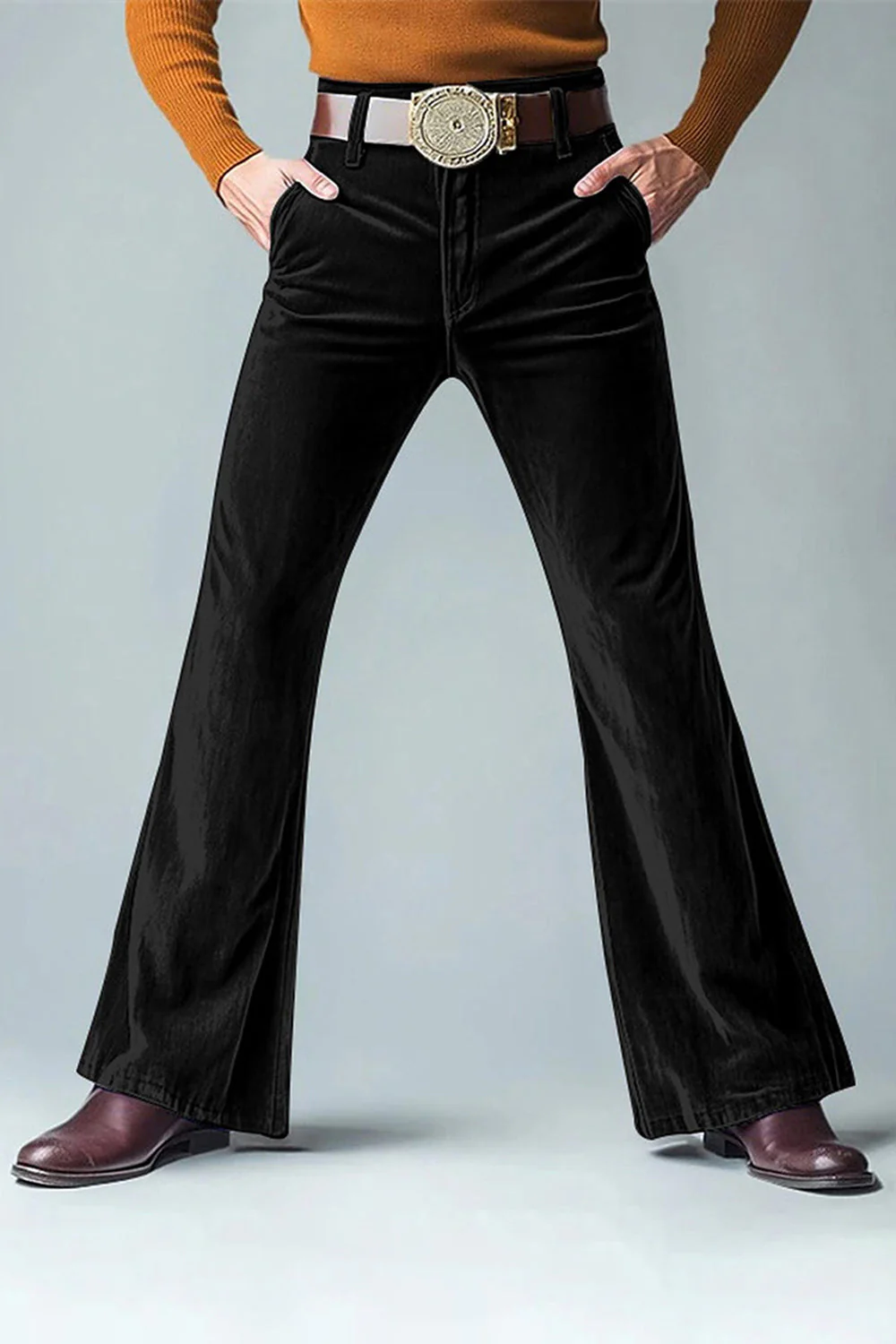 Pantalon évasé pour hommes vert foncé - Image 3