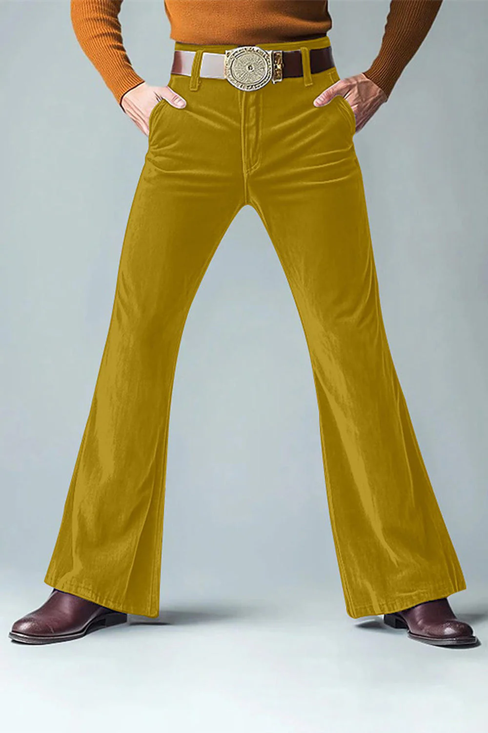 Pantalon évasé pour hommes vert foncé - Image 4