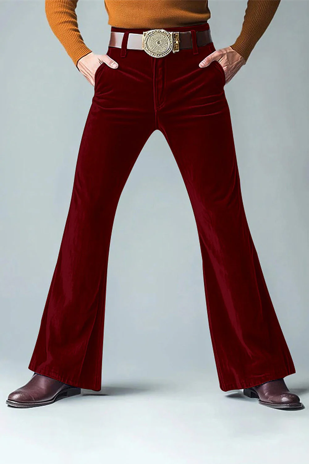 Pantalon évasé pour hommes vert foncé - Image 5