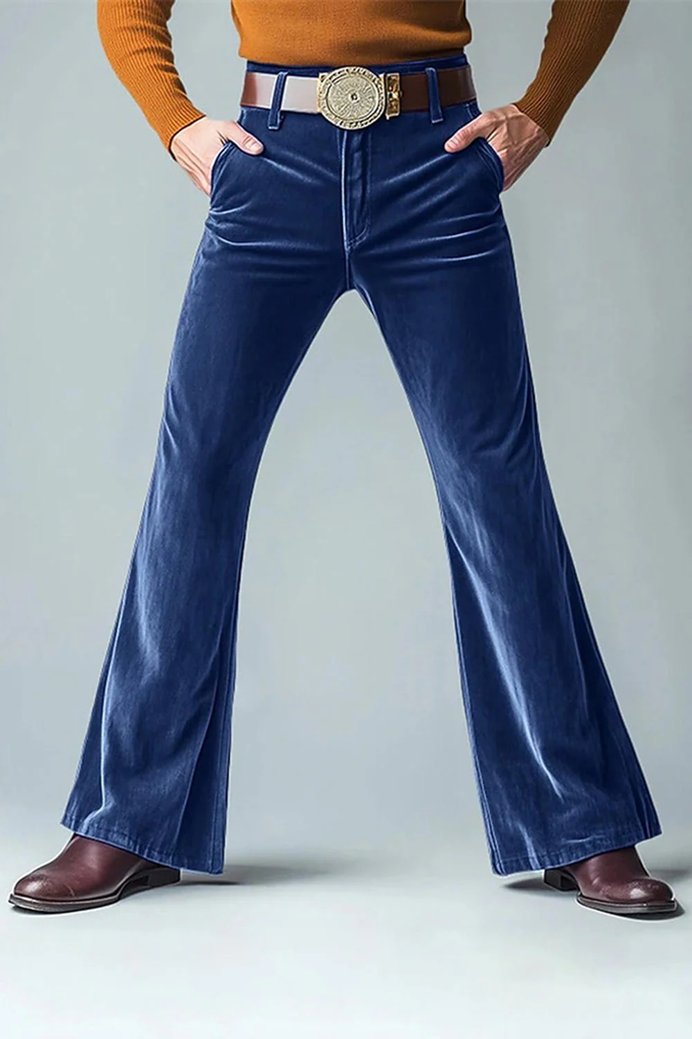 Pantalon évasé pour hommes vert foncé - Image 7