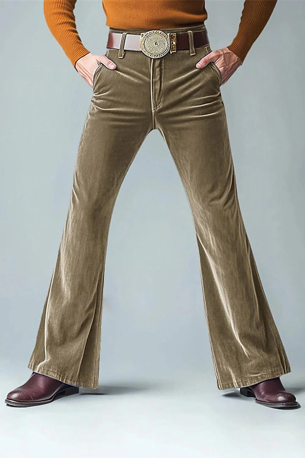 Pantalon évasé pour hommes vert foncé - Image 8