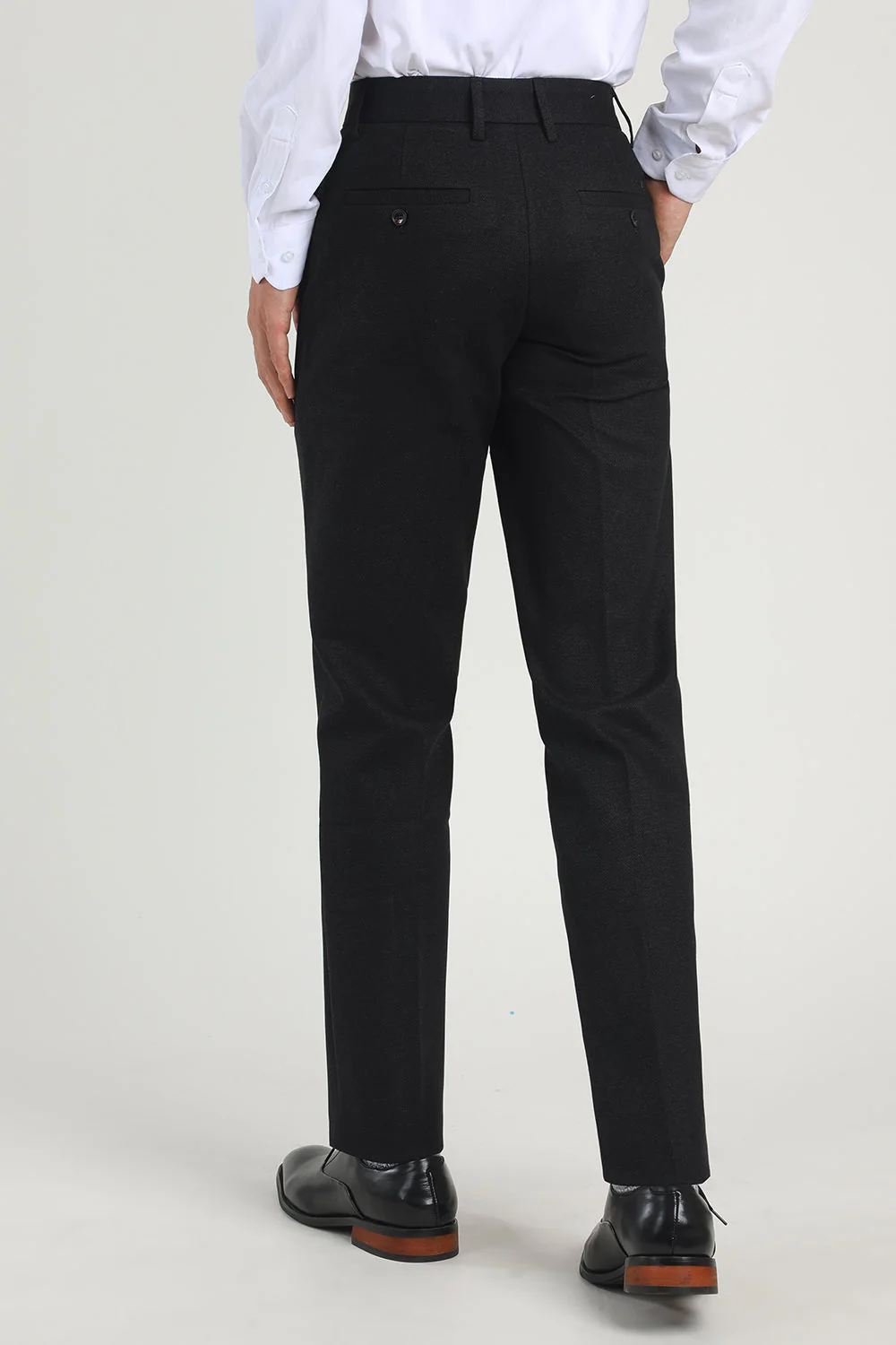 Pantalon Noir Jambe Droite Costumes Hommes - Image 4
