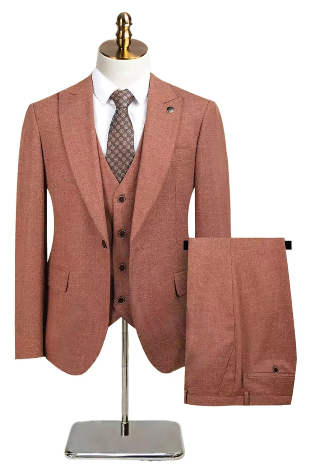 Peacock Blue Peak Repel One Button Costumes 3 pièces pour hommes - Image 13