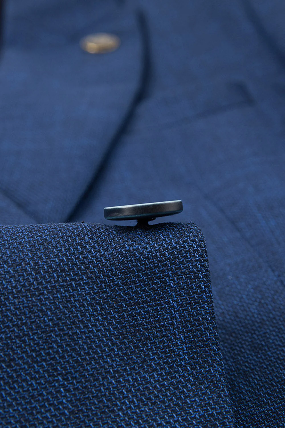 Peacock Blue Peak Repel One Button Costumes 3 pièces pour hommes - Image 7