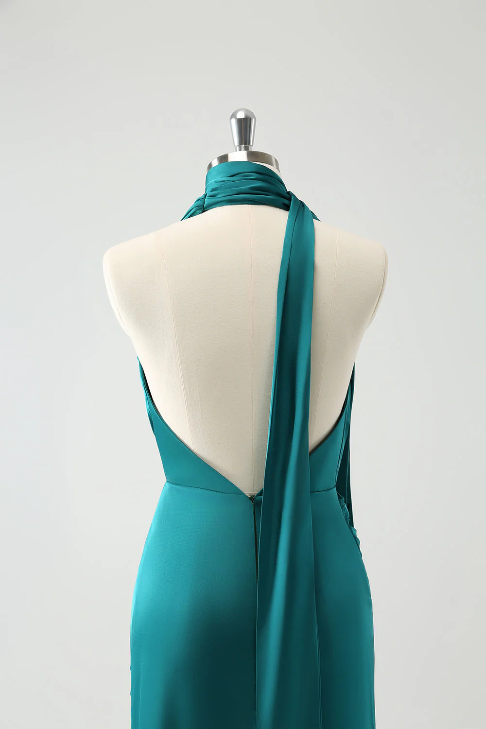 Paon Sheath V-Neck Backless Robe d’invitée de mariage avec fente - Image 5
