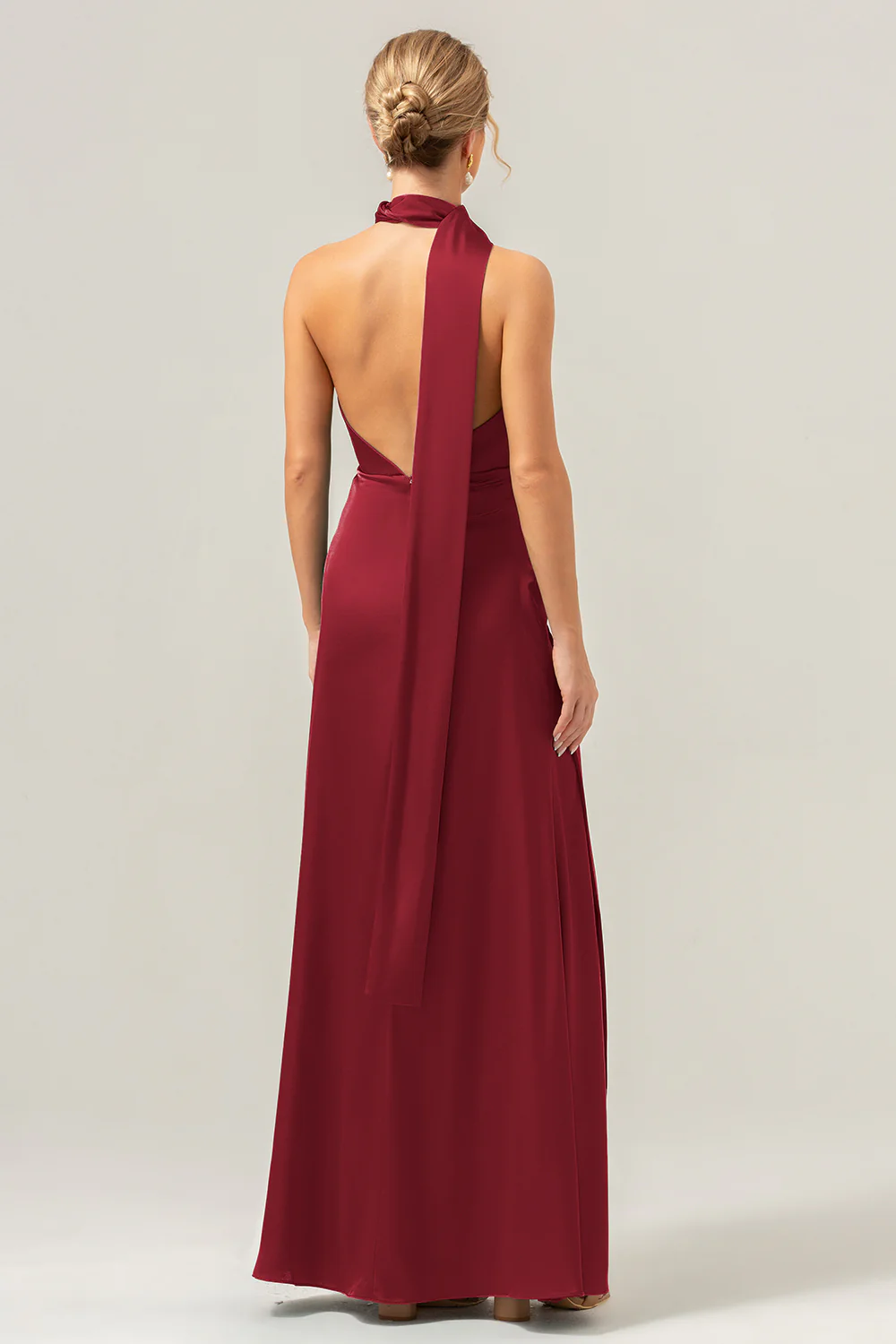 Peacock Sheath V-Neck Dos Nu Longue Robe de demoiselle d’honneur avec fente - Image 10