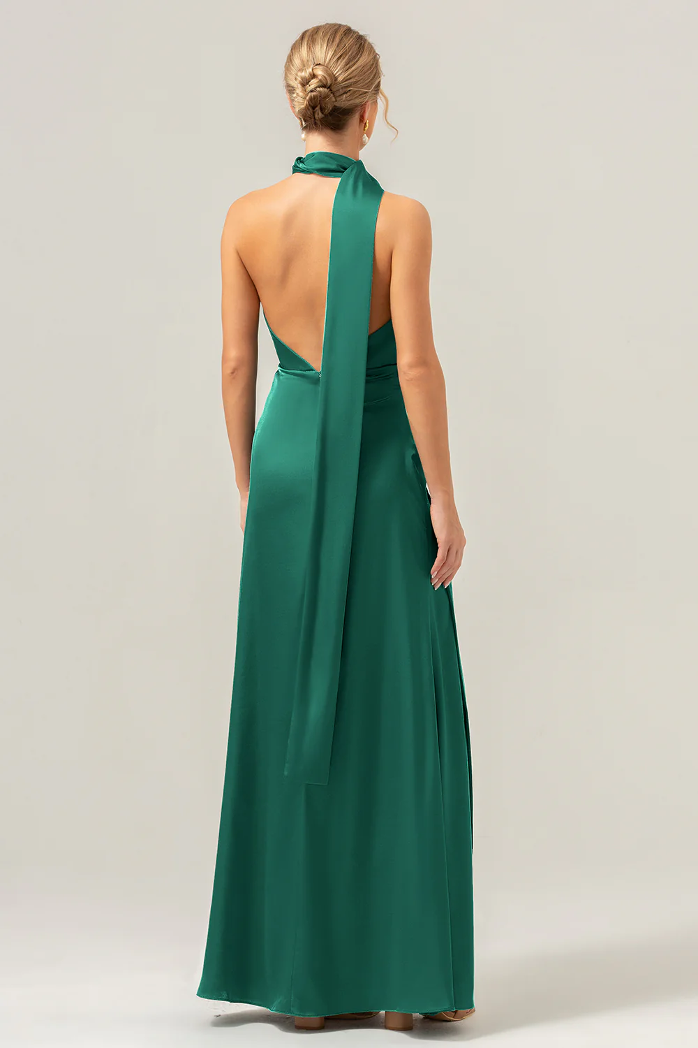 Peacock Sheath V-Neck Dos Nu Longue Robe de demoiselle d’honneur avec fente - Image 16