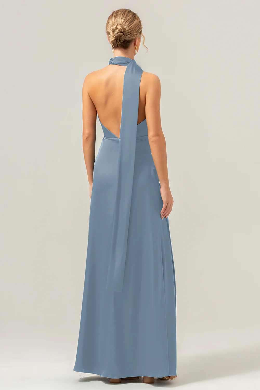 Peacock Sheath V-Neck Dos Nu Longue Robe de demoiselle d’honneur avec fente - Image 18