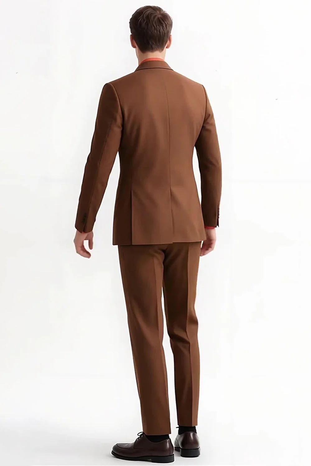 Peak Lapel 2 pièces à simple boutonnage slim fit Costumes marron pour hommes - Image 2