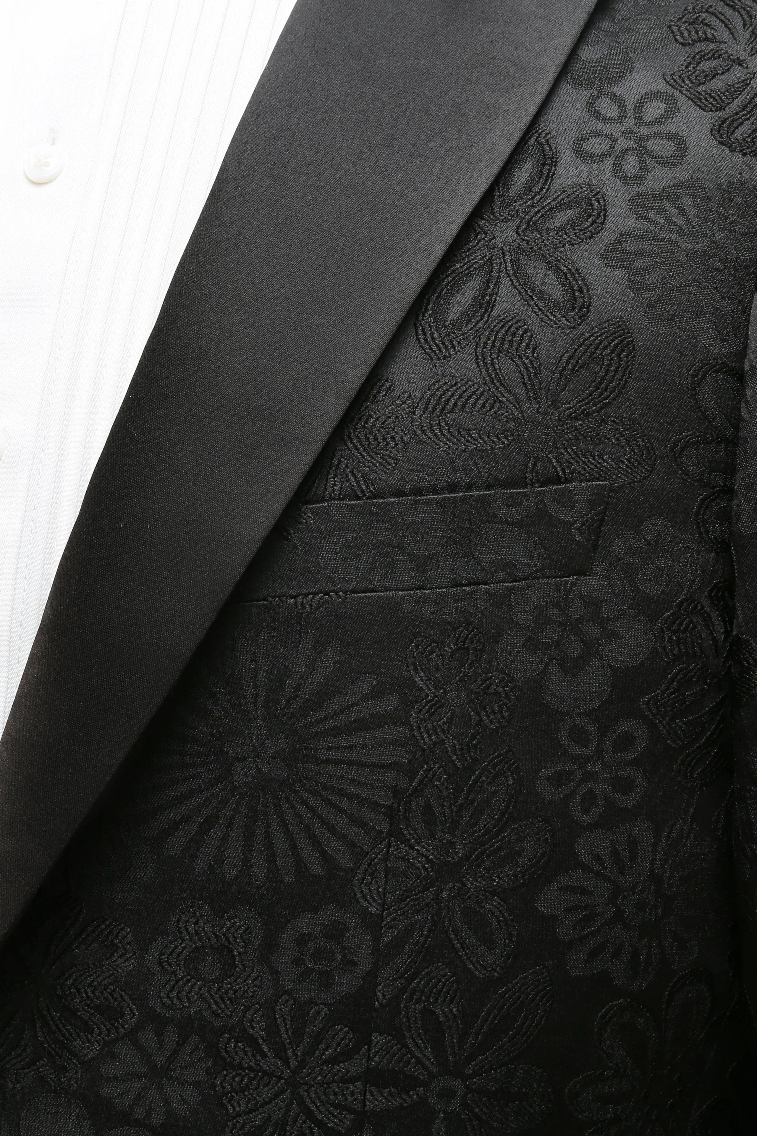 Peak Lapel Black Jacquard Costumes de bal pour hommes - Image 5