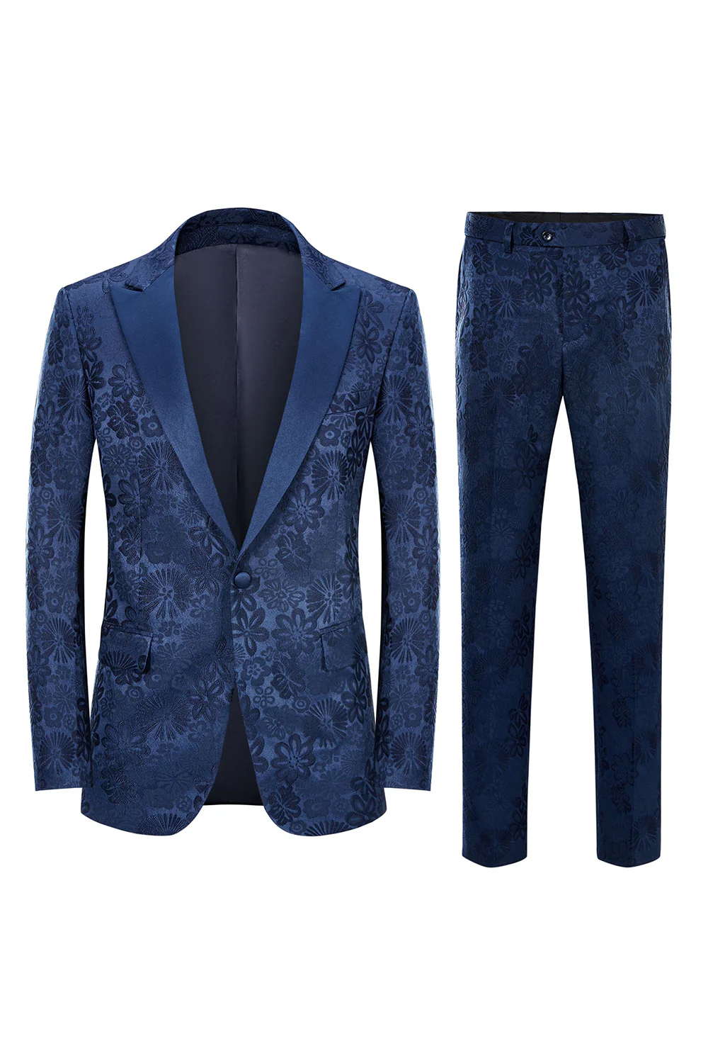 Peak Lapel Black Jacquard Costumes de bal pour hommes - Image 8
