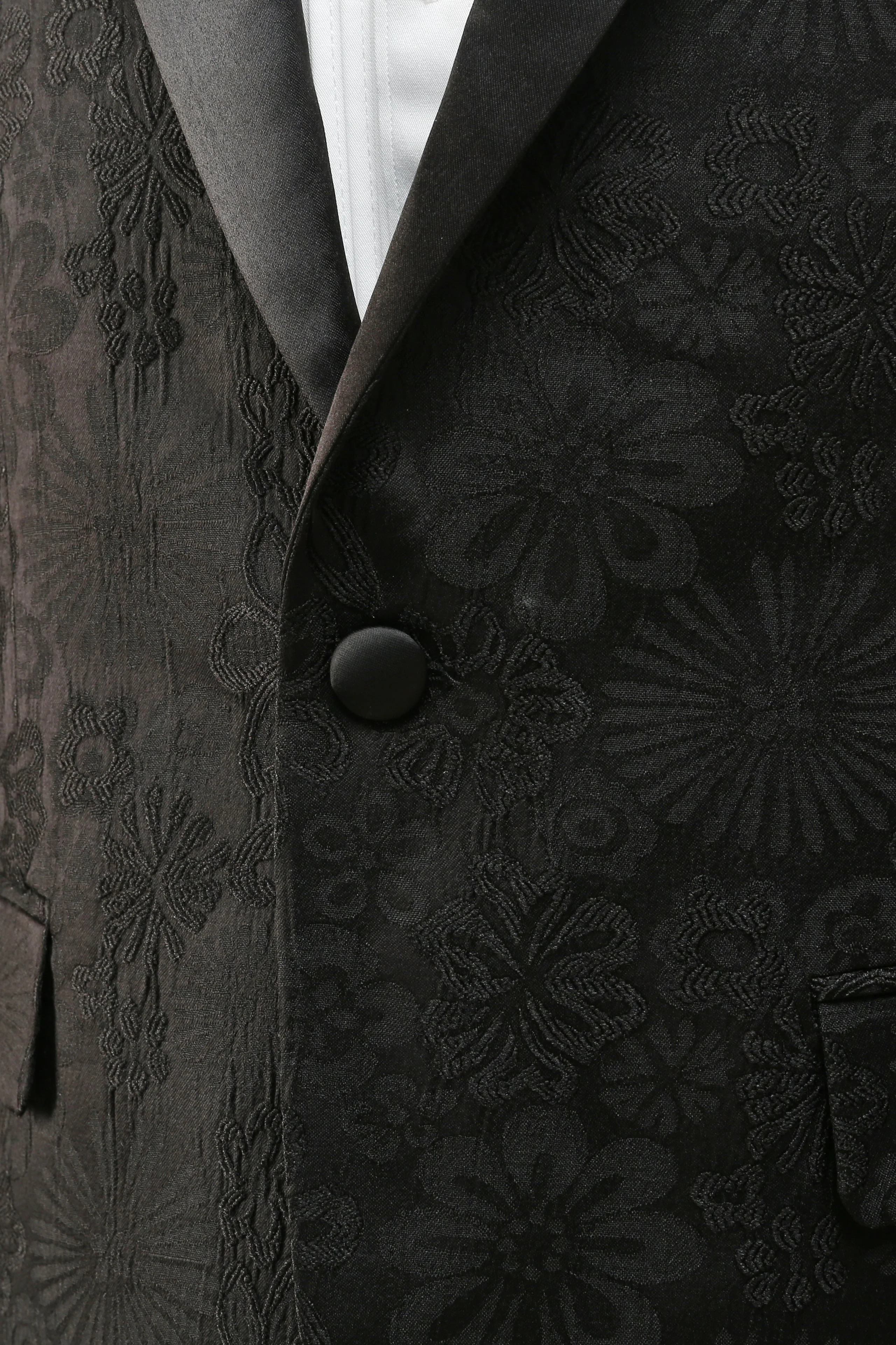 Peak Lapel One Button Bleu foncé Jacquard Costumes de fête de mariage pour hommes - Image 10