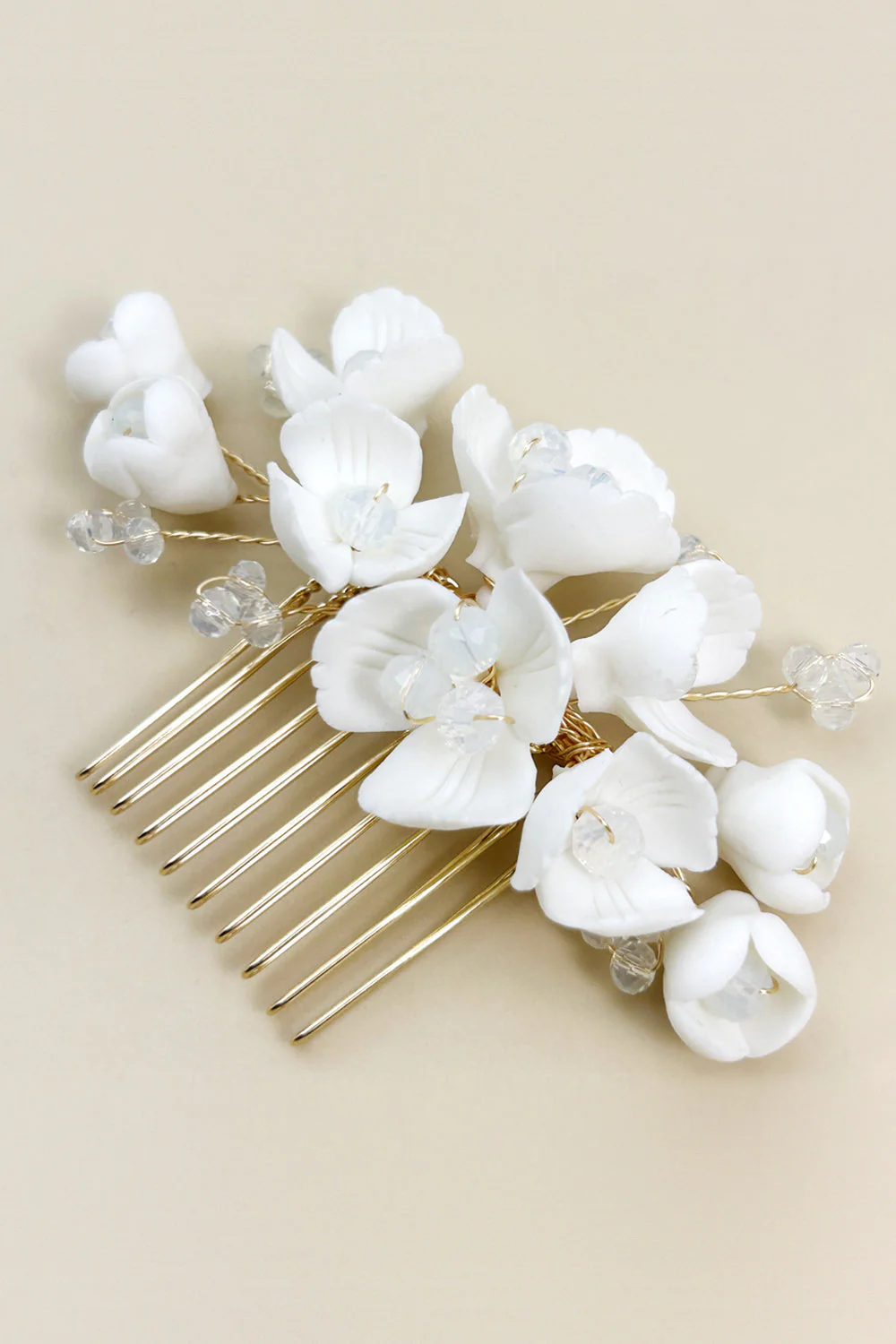 Plaque de fleur en céramique blanche Maquillage Maquillage Peigne à cheveux de mariée - Image 4