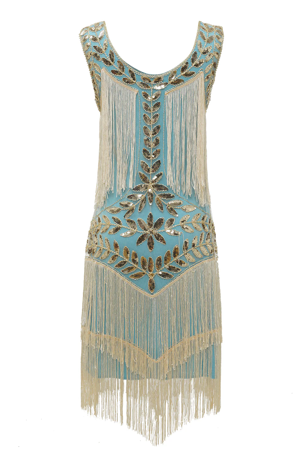 Robe Gatsby champagne des années 20 à paillettes et franges - Image 16