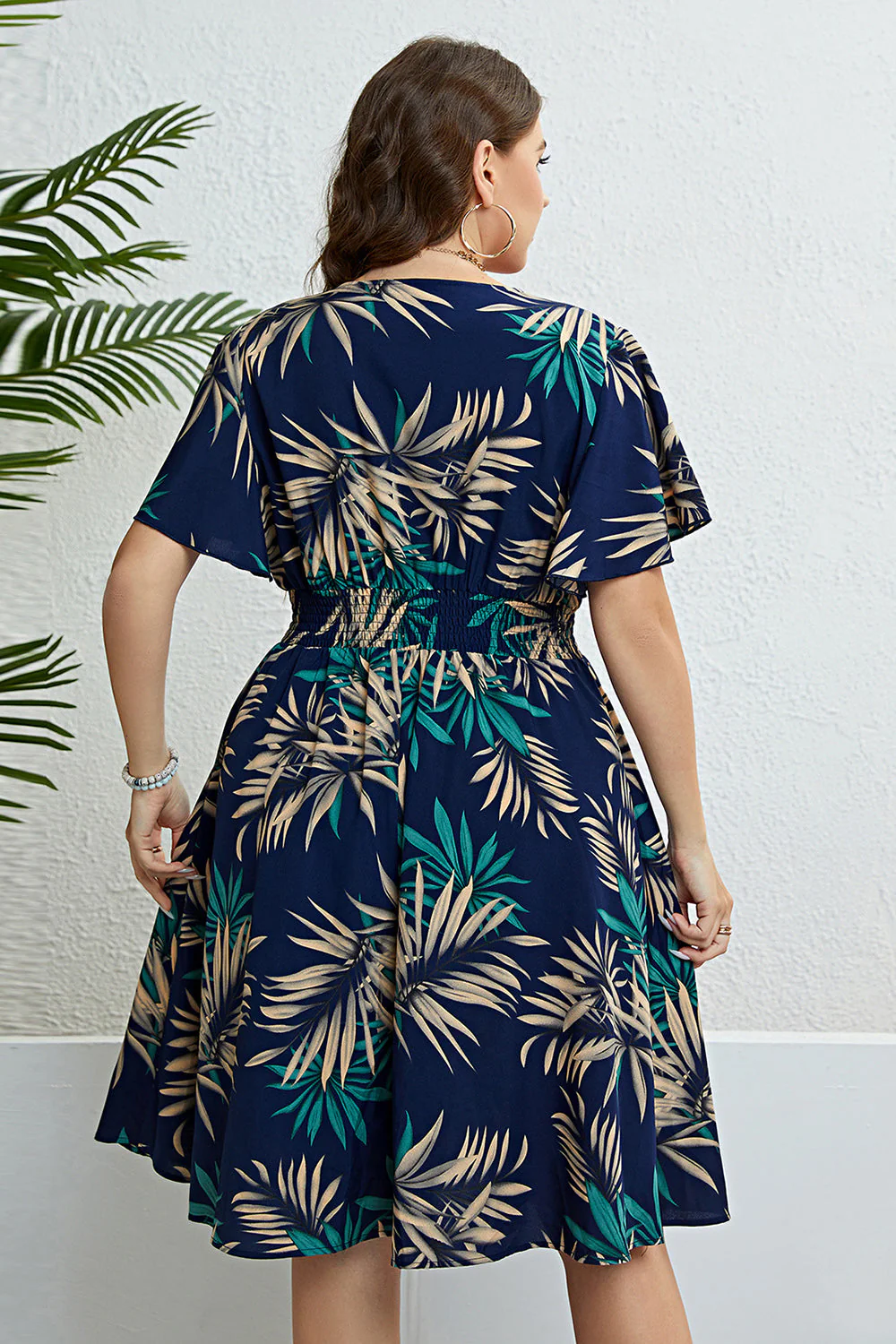 Plus Taille Navy V Col Robe d’été - Image 2