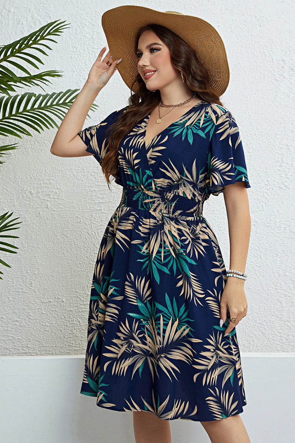 Plus Taille Navy V Col Robe d’été - Image 3