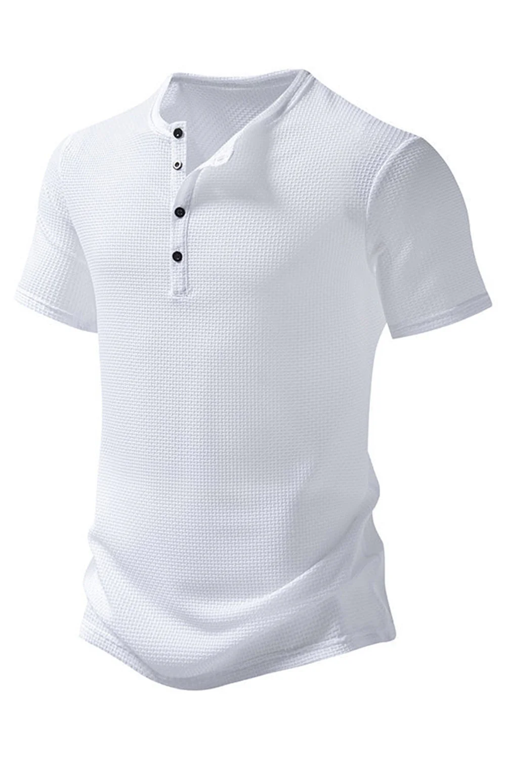Boutons Été Manches Courtes Blanc T-shirt décontracté pour hommes - Image 3