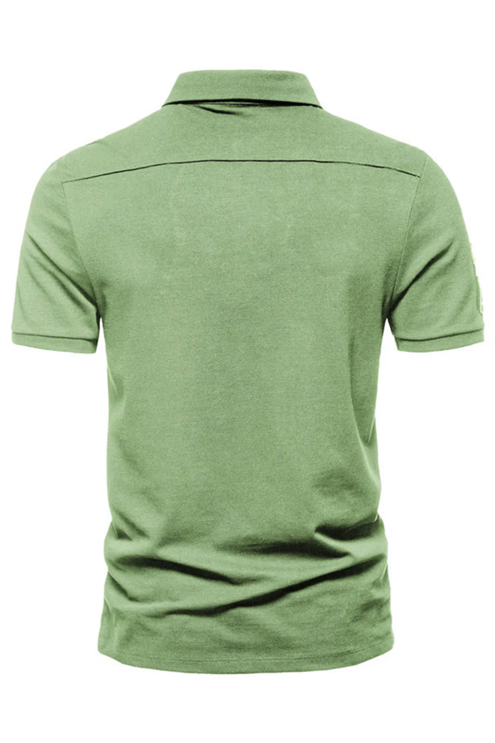 Polo homme vert à manches courtes en coton stretch uni - Image 2