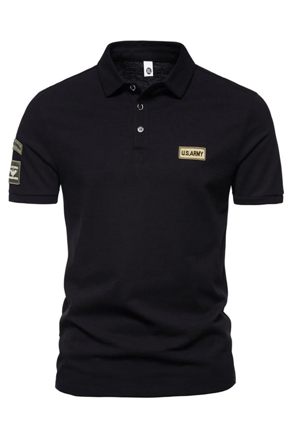 Polo homme vert à manches courtes en coton stretch uni - Image 4