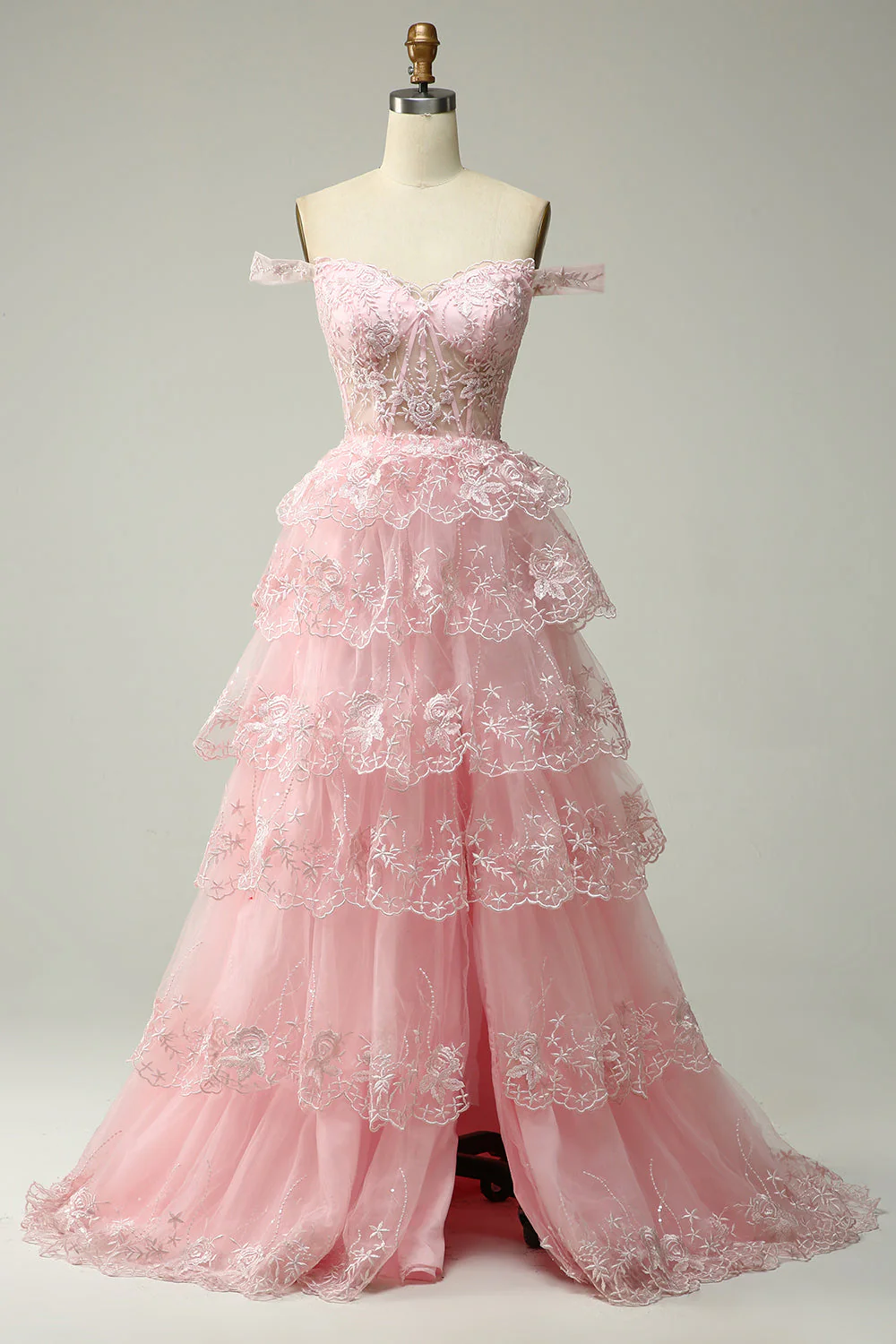 Robe de bal longue bleue princesse à une épaule avec appliques - Image 10