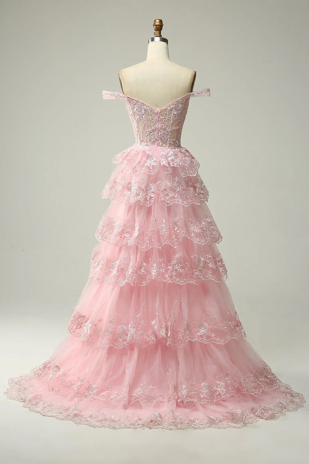 Robe de bal longue bleue princesse à une épaule avec appliques - Image 11