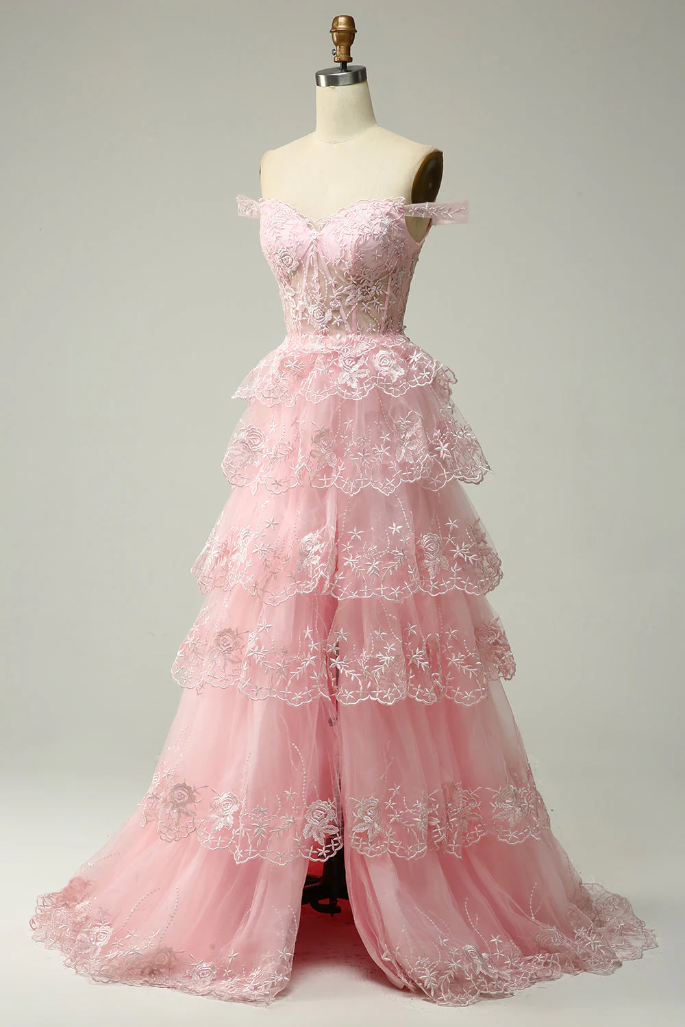 Robe de bal longue bleue princesse à une épaule avec appliques - Image 12