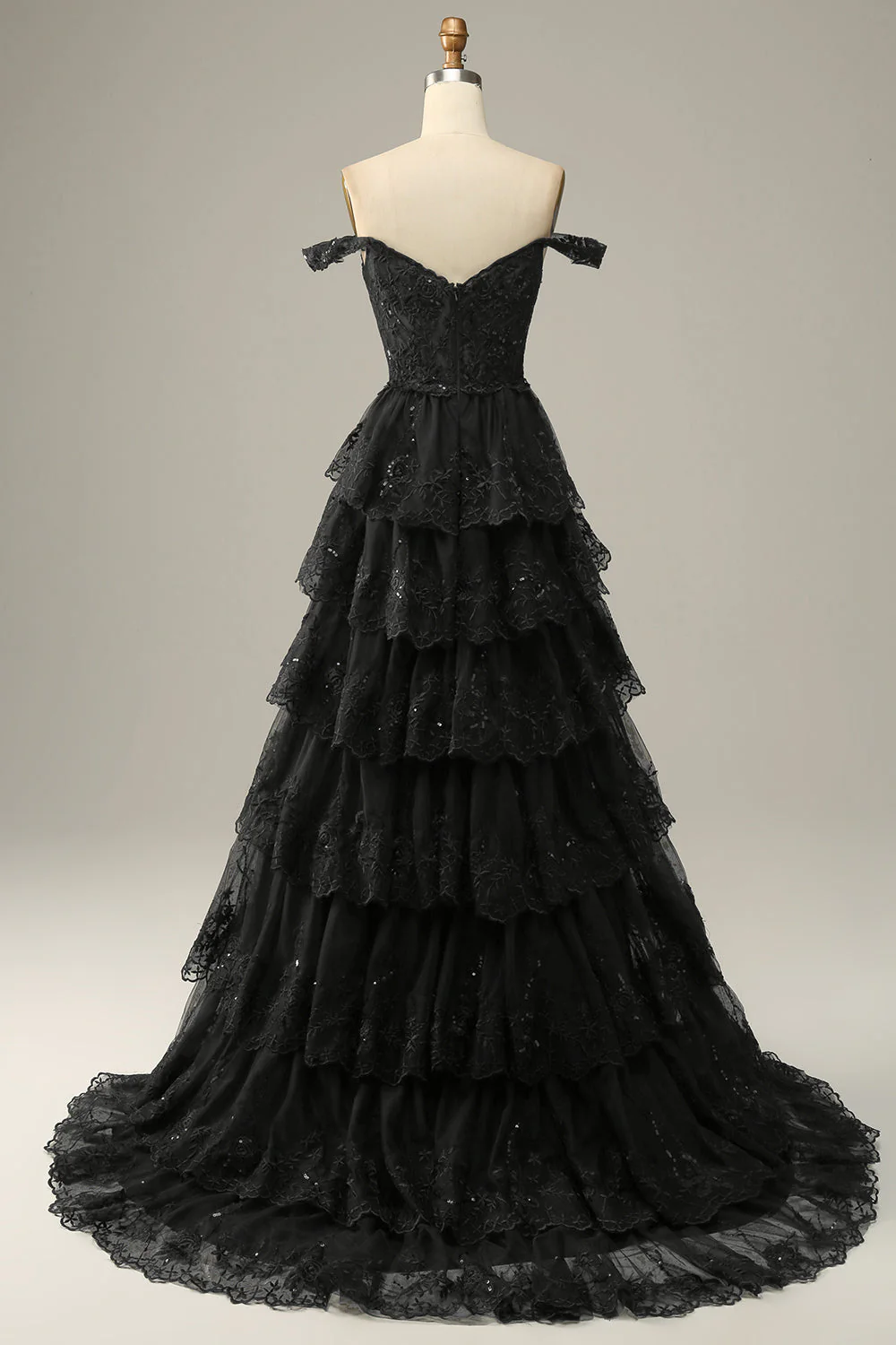 Robe de bal longue bleue princesse à une épaule avec appliques - Image 8