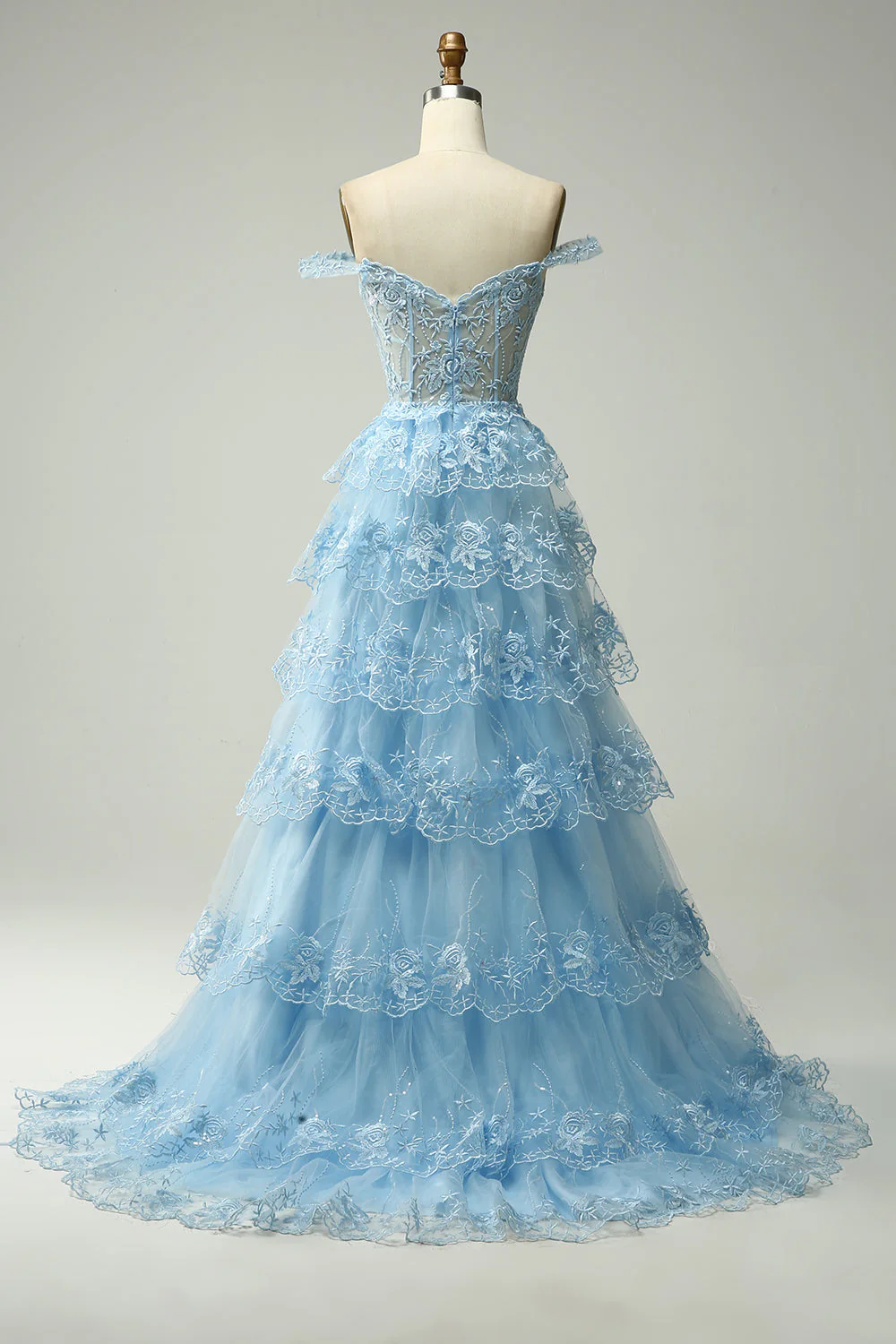 Princesse Une ligne sur l’épaule Robe de bal longue rose avec appliques - Image 8
