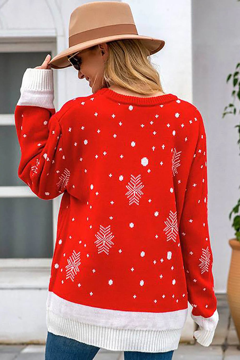 Pull de flocon de neige noir renne de Noël noir - Image 7
