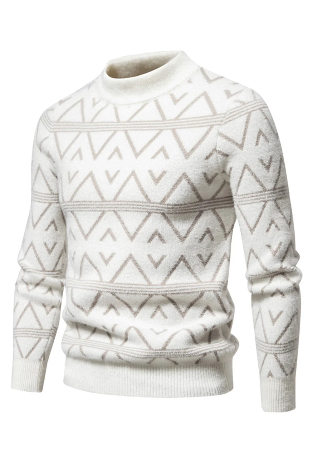 Pull pull homme col rond imprimé rayé blanc - Image 3