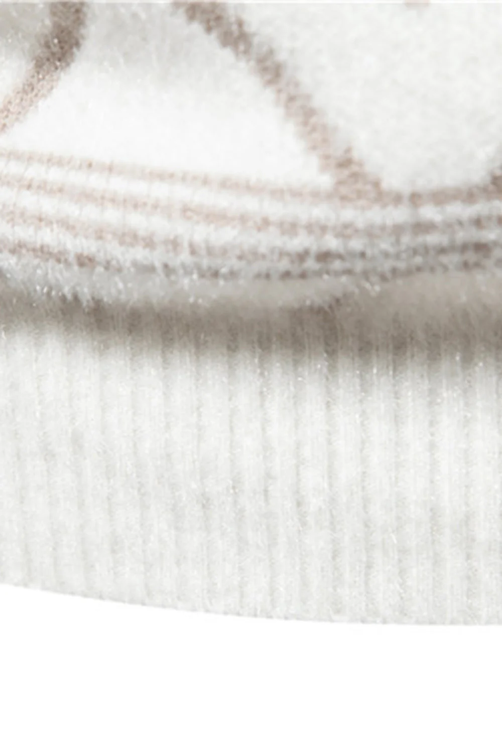 Pull pull homme col rond imprimé rayé blanc - Image 4
