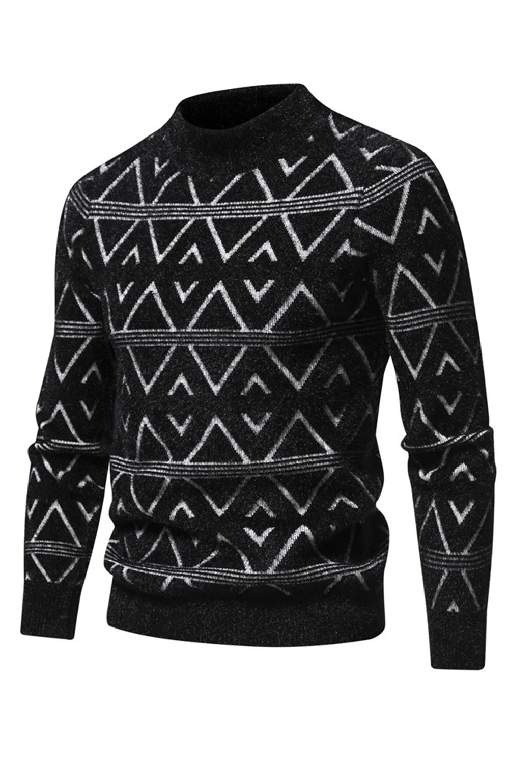 Pull pull homme col rond imprimé rayé blanc - Image 9