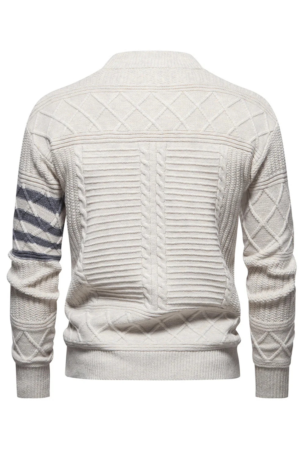 Pull torsadé col rond homme blanc - Image 3