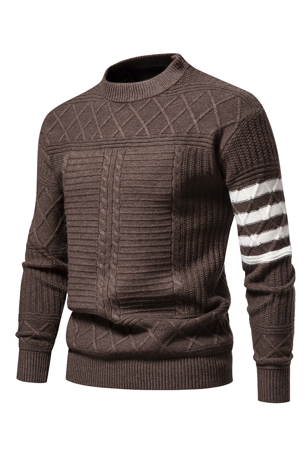 Pull torsadé col rond homme blanc - Image 8