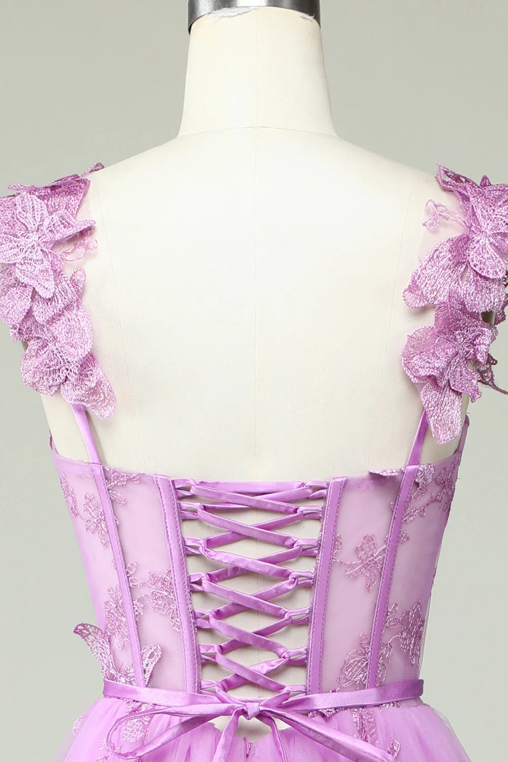 Purple A Line Papillons Appliques Robe de Soirée - Image 5