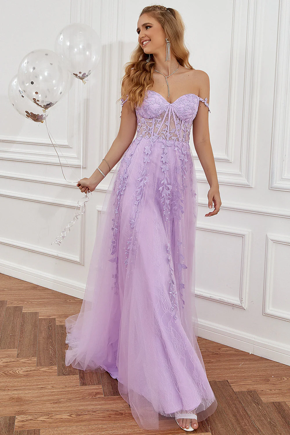 Robe de soirée marine une ligne à bretelles spaghetti avec appliques - Image 18