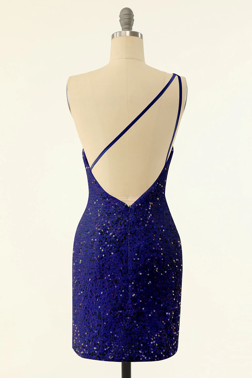 Purple One Shoulder Sequins Robe de retour - Image 8
