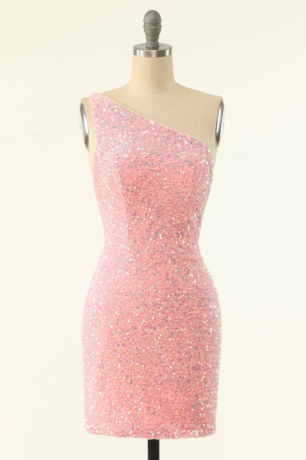 Purple One Shoulder Sequins Robe de retour - Image 9