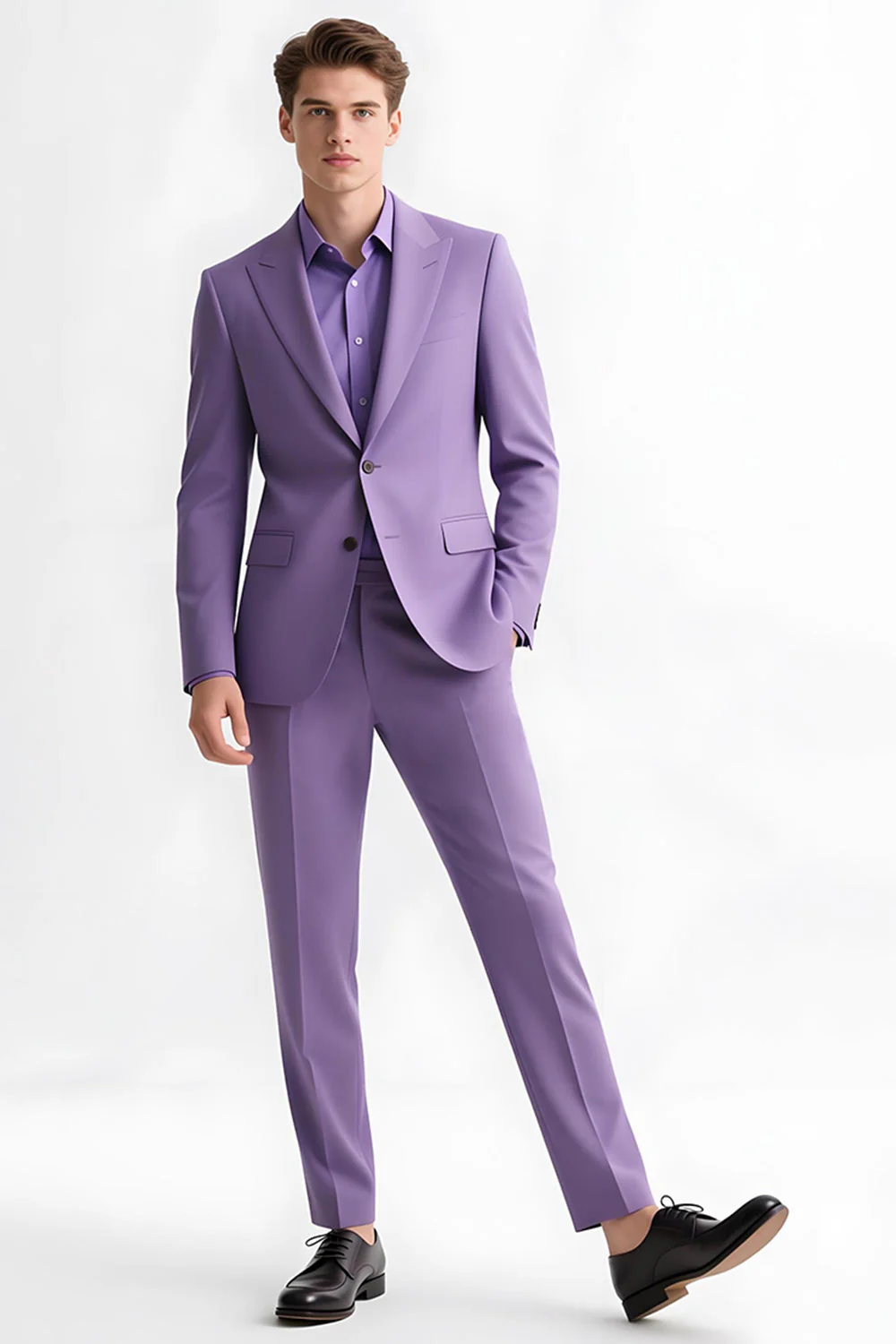 Costume 2 pièces pour homme slim fit violet à revers cranté
