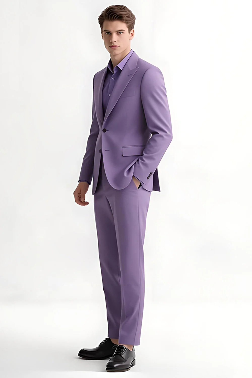 Costume 2 pièces pour homme slim fit violet à revers cranté - Image 3