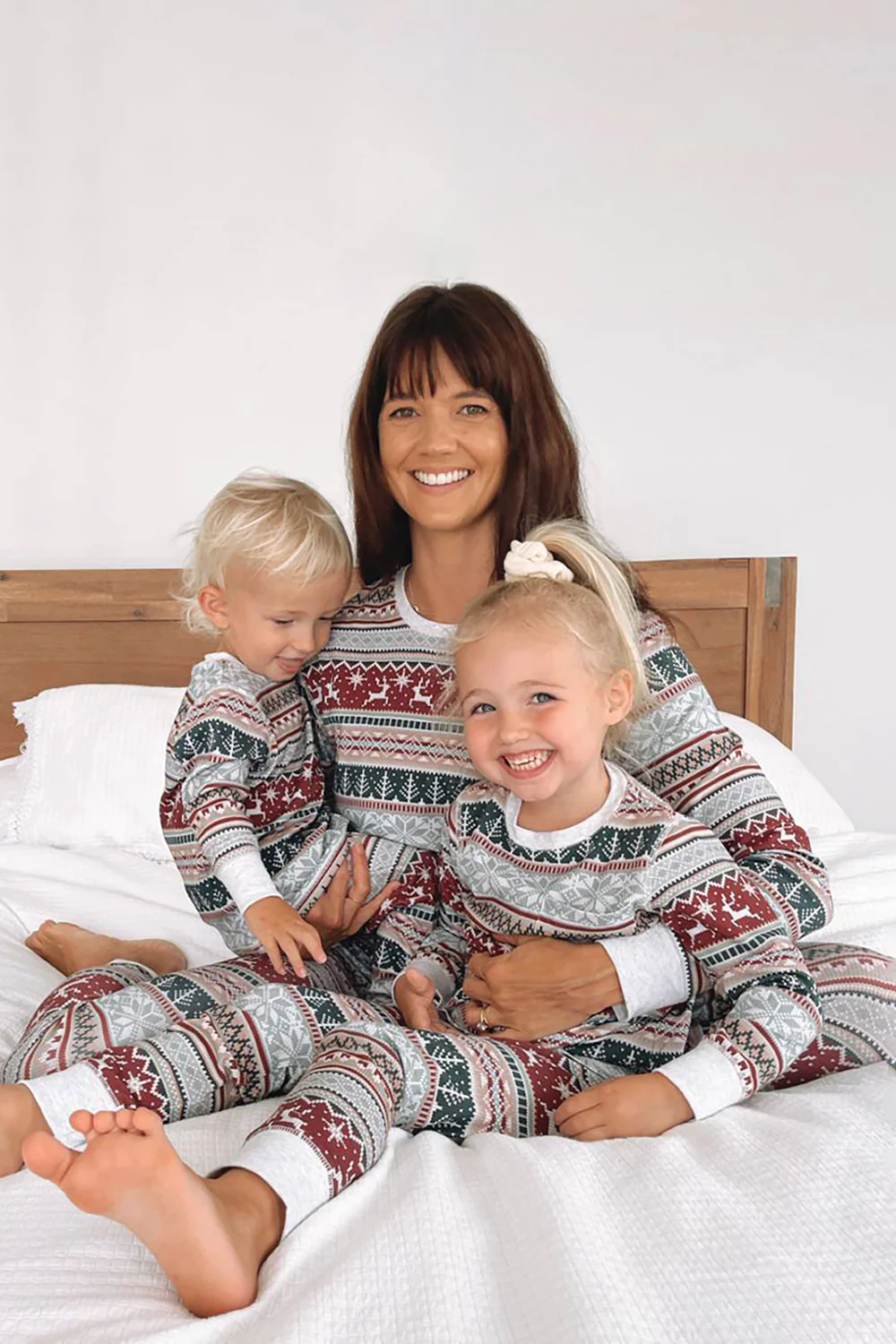 Pyjama assorti à rayures à motif gris Noël famille - Image 5