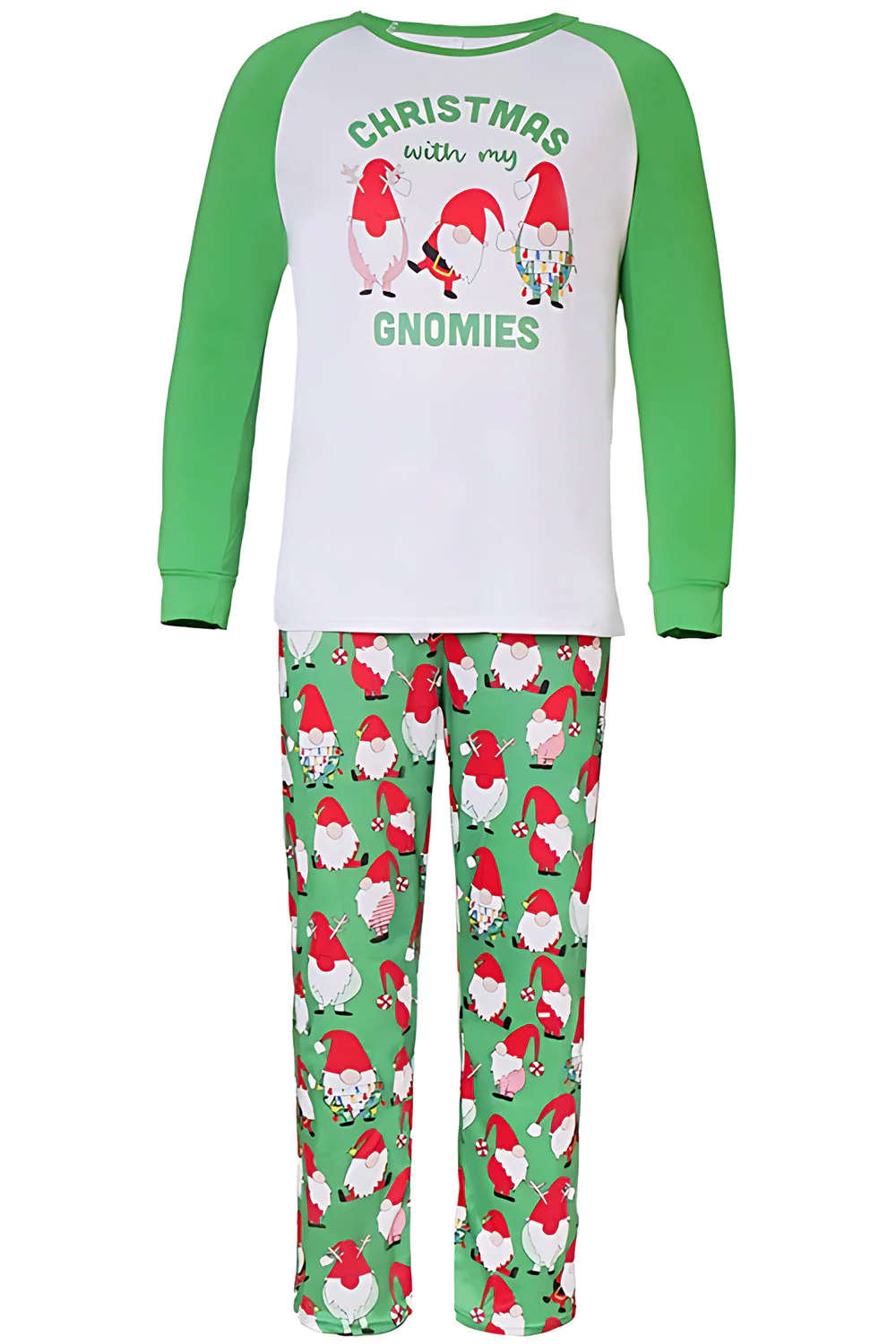 Pyjama familial assorti à manches longues imprimé vert - Image 3