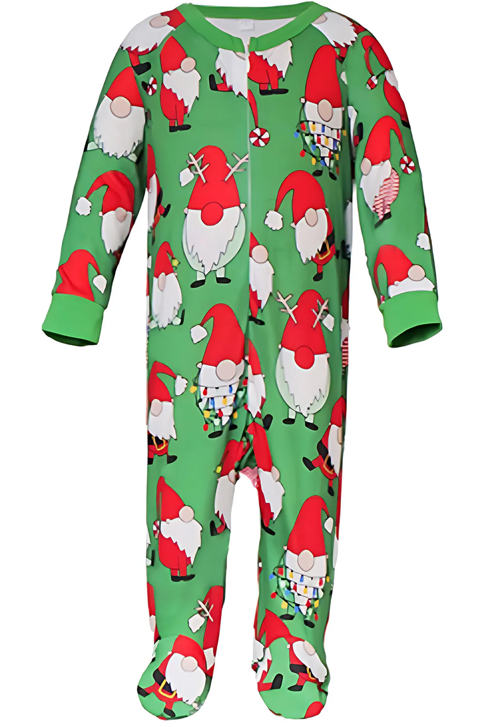 Pyjama familial assorti à manches longues imprimé vert - Image 6